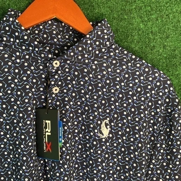 Ralph Lauren RLX - Navy Blue All Over Print Performance Polo - Large - Picture 6 of 8